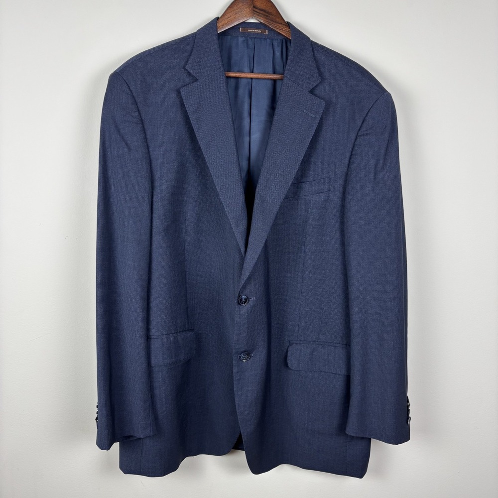 Peter‎ Millar Sport Coat Blazer Jacket Mens 46T Navy Blue Micro Houndstooth Wool